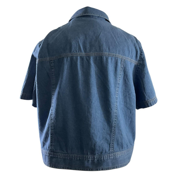 Sag Harbor Jacket Womens 18W Blue Denim Short Sleeve Button Front Jean - Picture 2 of 6